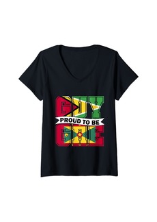 Roots Womens Proud to be Half Guyanese half Grenadian Guyana Grenada Mix V-Neck T-Shirt