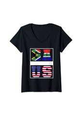 Womens South African Roots USA and South Africa Mix V-Neck T-Shirt