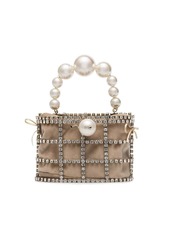 Rosantica beige Holli pearl embellished brass cage bag