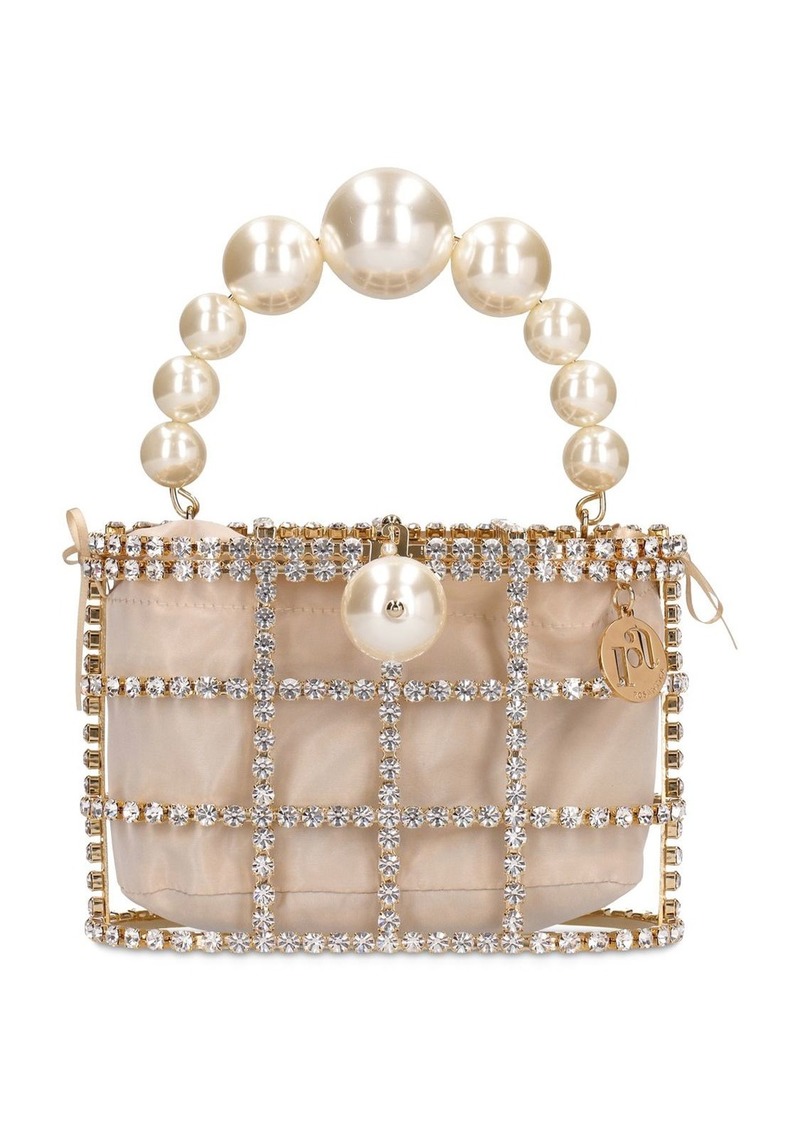 Rosantica Holli Crystal & Pearl Box Top Handle Bag