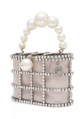 Rosantica Holli Crystal-Embellished Faux Fur Top Handle Bag