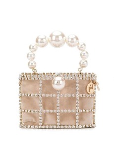 Rosantica 'Holli' Pink Handbag with Pearl Handle and Removable Pouch in Fabric and Brass Woman