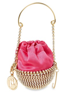 Rosantica - Baby Ghizlan crystal-embellished satin bucket bag - Pink - OneSize