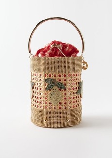 Rosantica - Limoncino Crystal-embellished Wicker Basket Bag - Womens - Beige Multi