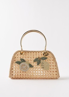 Rosantica - Limoncino Small Crystal-embellished Wicker Handbag - Womens - Multi