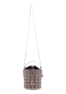 Rosantica Desire Crystal Embellished Cage Leather Bucket Bag in Taupe at Nordstrom