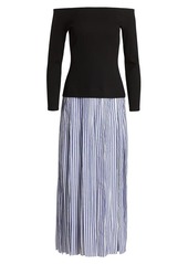Rosie Assoulin At The Carwash Off-The-Shoulder Solid & Stripe Maxi Dress
