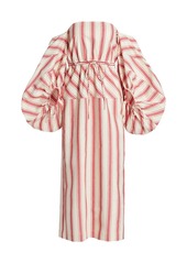 Rosie Assoulin Balloon Sleeve Striped Midi Dress