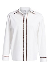Rosie Assoulin Classic Faux-Leather Trimmed Button-Down Shirt