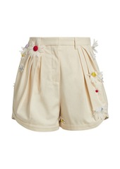 Rosie Assoulin Easy Pleated Floral Shorts