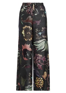 Rosie Assoulin Floral Silk Twill Wide Drawstring Pants