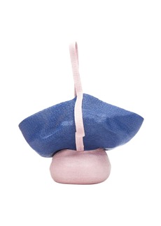 new ROSIE ASSOULIN Jug sculptural pink blue flared raffia woven basket bag