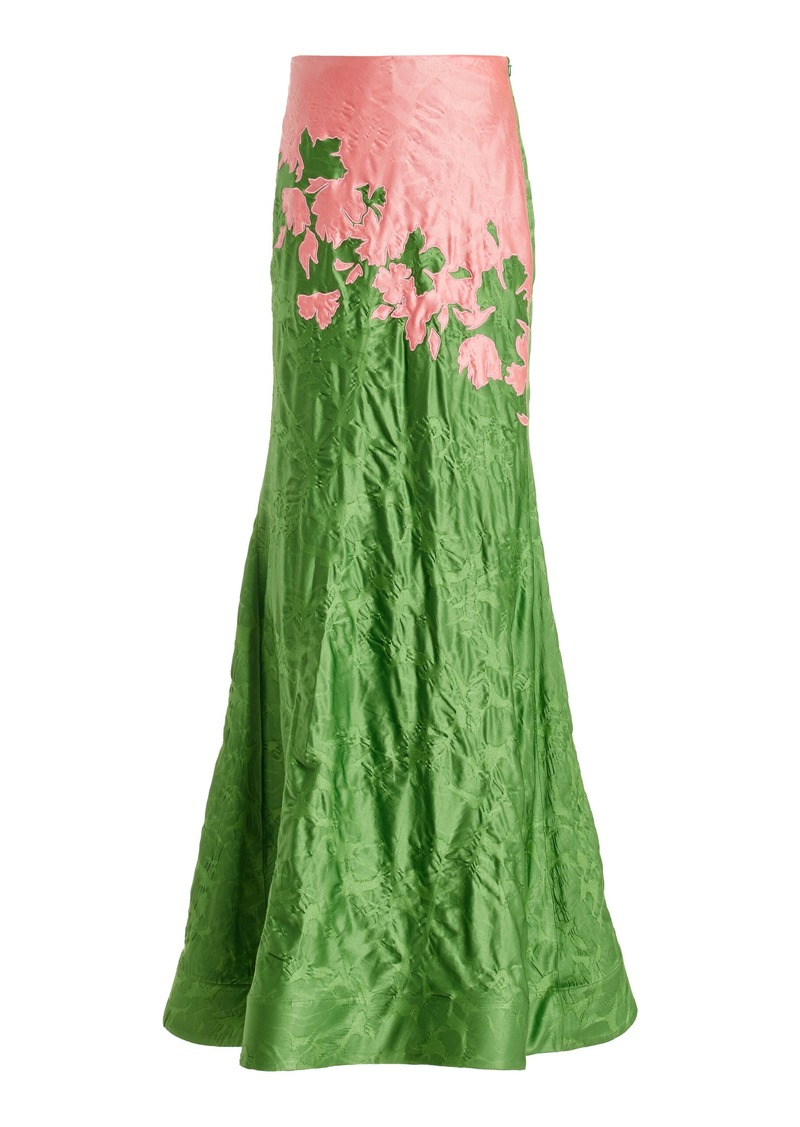 Rosie Assoulin - Blown Away Embroidered Satin Jacquard Maxi Skirt - Green - US 6 - Best Seller - Moda Operandi
