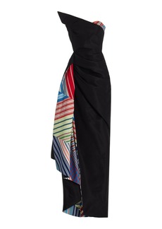 Rosie Assoulin - Chevron Faille Silk Maxi Dress - Black - US 6 - Moda Operandi