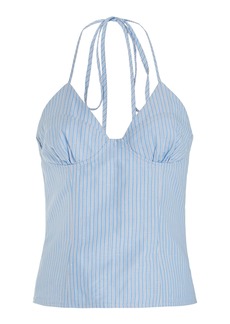 Rosie Assoulin - Cotton-Linen Bustier Top - Blue - US 4 - Moda Operandi