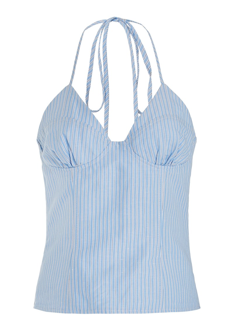 Rosie Assoulin - Cotton-Linen Bustier Top - Blue - US 8 - Moda Operandi