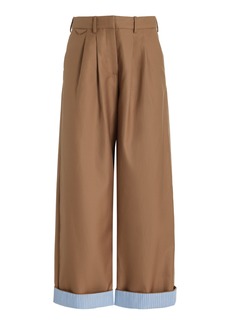 Rosie Assoulin - Cuffed Cotton Wide-Leg Pants - Khaki - US 4 - Moda Operandi