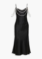 Rosie Assoulin - Faux pearl-embellished silk-satin slip dress - Black - US 12