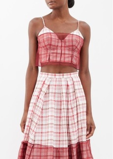 Rosie Assoulin - I Sheer Right Through You Seersucker Cropped Top - Womens - Red Check