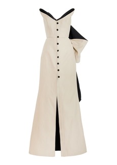 Rosie Assoulin - Mother Of Buttons Bow-Detailed Cotton Gown - Black/white - US 0 - Moda Operandi