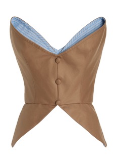 Rosie Assoulin - Mother Of Buttons Corset Suit Top - Khaki - US 2 - Moda Operandi