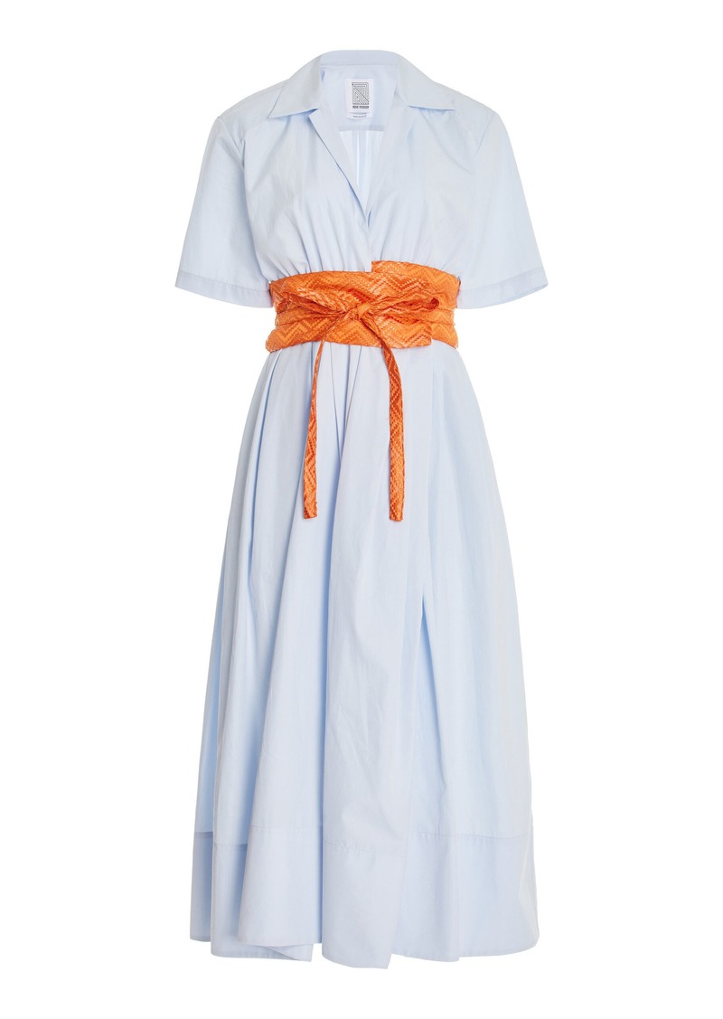 Rosie Assoulin - Obi-Belted Cotton Midi Shirt Dress - Light Blue - US 8 - Moda Operandi