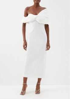 Rosie Assoulin - Off-the-shoulder Taffeta Midi Dress - Womens - White