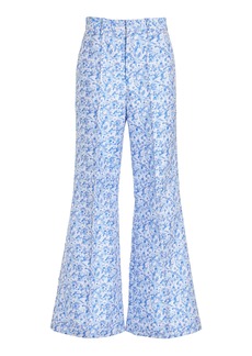 Rosie Assoulin - Paneled and Piped Floral Flare Pants - Blue - US 4 - Moda Operandi