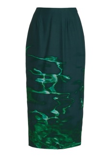 Rosie Assoulin - Printed Cotton-Silk Pencil Skirt - Dark Green - US 8 - Moda Operandi