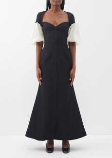 Rosie Assoulin - Queen Of Hearts Puff-sleeve Cotton-blend Dress - Womens - Black