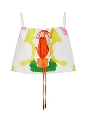 Rosie Assoulin - Rorschach Drawstring Belly Crop Top - White - US 10 - Moda Operandi