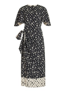 Rosie Assoulin - Sash And Slit Printed Cotton-Blend Midi Dress - Black/white - US 4 - Moda Operandi