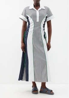 Rosie Assoulin - Sporty Spice Striped Seersucker Midi Dress - Womens - White Stripe
