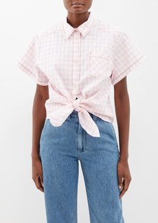 Rosie Assoulin - Tailored Tie Me Up Checked Seersucker Shirt - Womens - Pink White