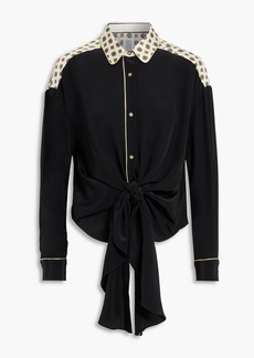 Rosie Assoulin - Tie-front printed silk-crepe shirt - Black - XS