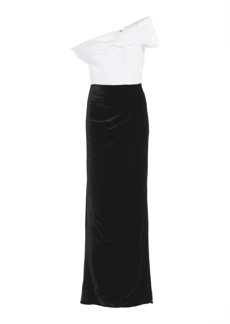 Rosie Assoulin - Twisted Off-The-Shoulder Velvet Gown - Black/white - US 4 - Moda Operandi