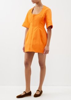 Rosie Assoulin - U-turn Scoop-neck Denim Mini Dress - Womens - Orange