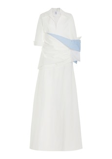 Rosie Assoulin - Uptown Wrapped Cotton Maxi Shirt Dress - White - US 10 - Moda Operandi