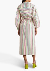 Rosie Assoulin - Vivella gathered striped cotton and linen-blend midi dress - White - US 10