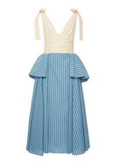 Rosie Assoulin - Women's Around The Edges Striped Cotton Midi Dress - Stripe - Moda Operandi