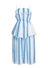 Rosie Assoulin - Women's Awning Flared Cotton-Blend Midi Dress - Blue - US 2 - Moda Operandi