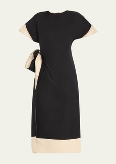 Rosie Assoulin Sash and Slit Contrast Midi Dress