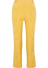 Rosie Assoulin Woman Oboe Cropped Silk And Wool-blend Moire Straight-leg Pants Marigold