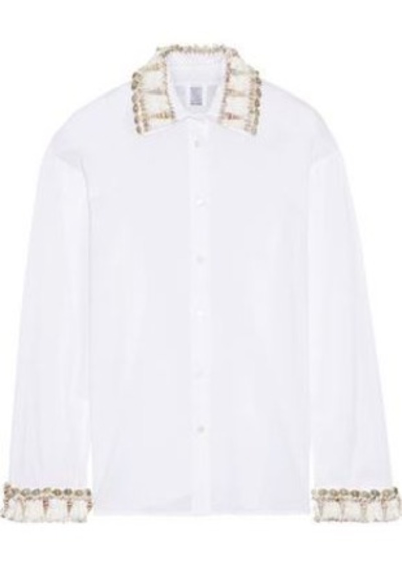 Rosie Assoulin Woman Shell-embellished Cotton-voile Shirt White