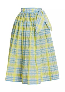 Rosie Assoulin Plaid Cotton-Blend Midi-Skirt