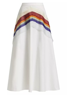 Rosie Assoulin Silk-Embellished Cotton Midi-Skirt