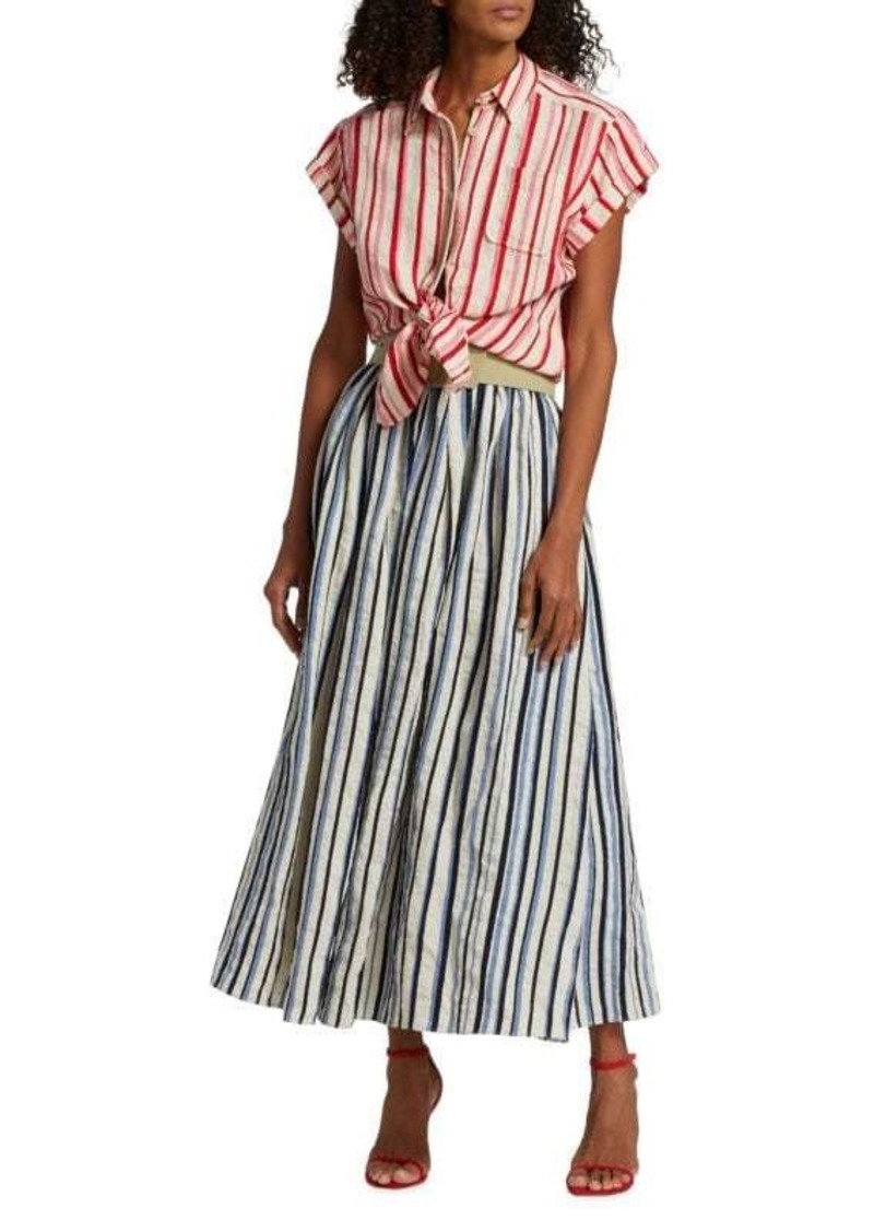 Rosie Assoulin Striped Belted Maxi Dress