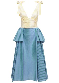 Rosie Assoulin Ulrica Two Tone Cotton Midi Dress