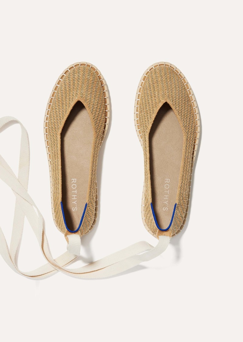 Rothy's Womens Espadrille Shoe Gold Stripe