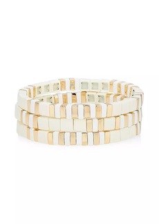 ROXANNE ASSOULIN Triple Crème 3-Piece Goldtone & Enamel Bead Stretch Bracelet Set